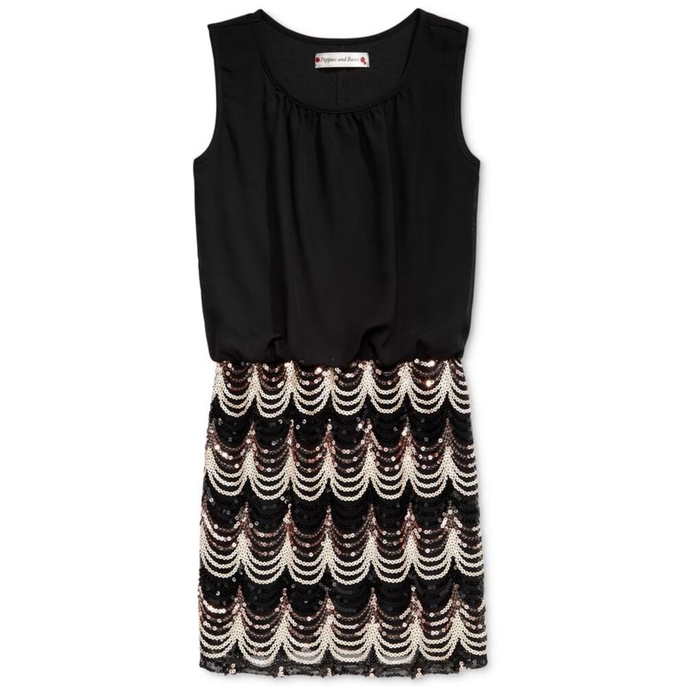 Crystal Doll Scalloped Sequin Party Dress